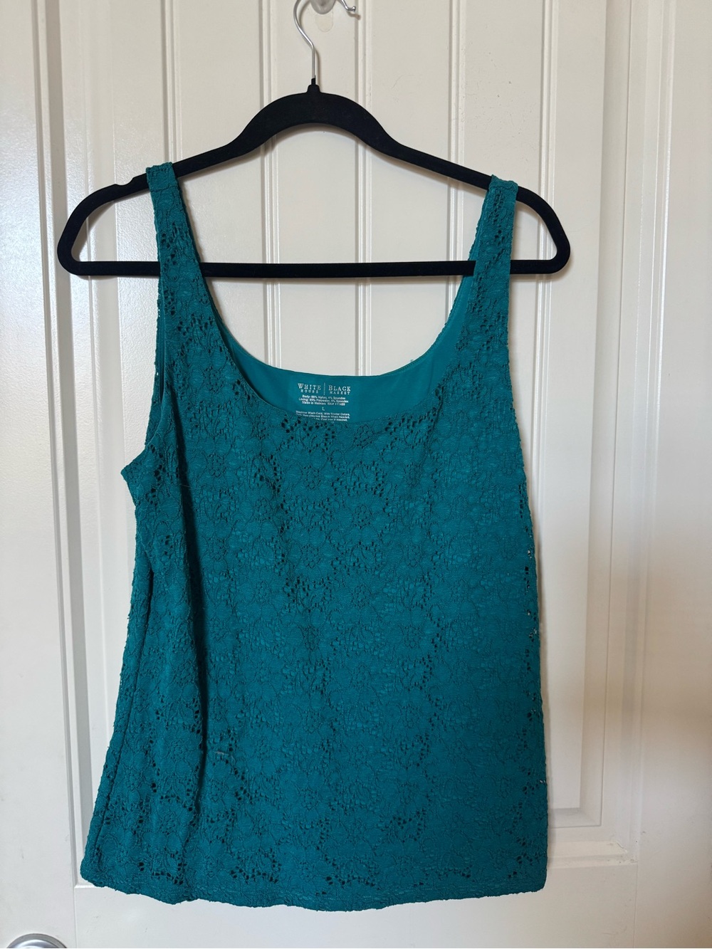 White House Black Market Teal Lace-Overlay Camisole